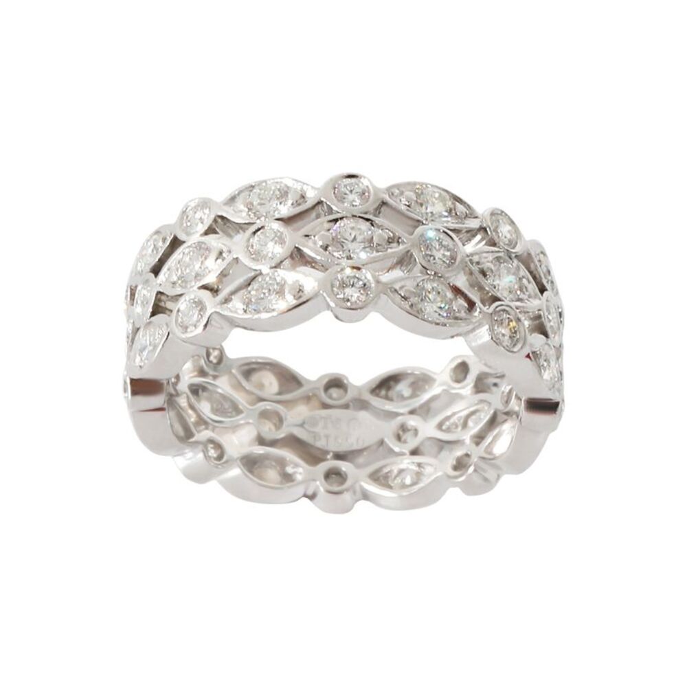 Pre Loved Tiffany Co Vintage Tiffany & Co. Three Row Jazz Ring in Platinum 1.2 - Picture 6 of 8